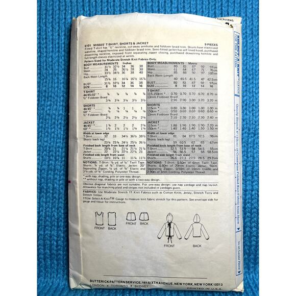 Butterick 6101 pattern hoodie tank top shorts 1970s size 12 - Picture 3 of 7